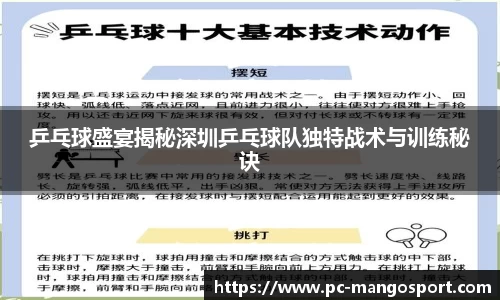 乒乓球盛宴揭秘深圳乒乓球队独特战术与训练秘诀